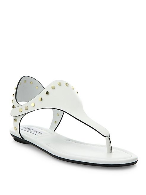 Jimmy Choo - Dara Studded Leather T-Strap Sandals