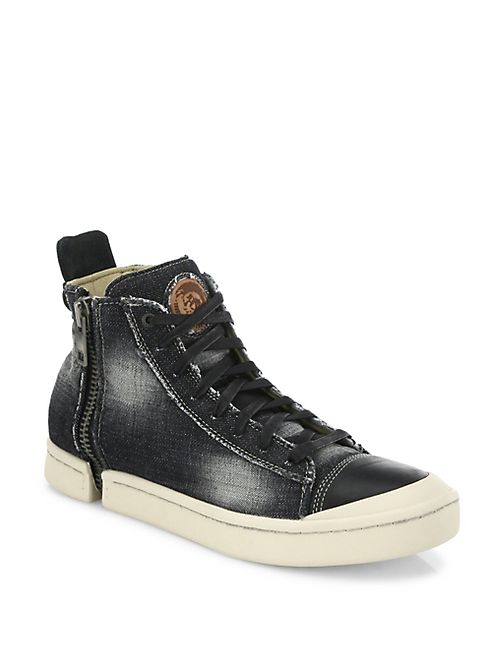 Diesel - Nentish Zip-Round Denim Mid-Top Sneakers