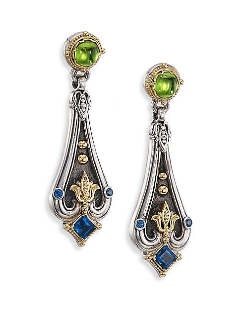 Konstantino - Nemesis Peridot & London Blue Topaz Drop Earrings