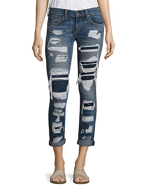 rag & bone/JEAN - Dre Distressed Cuffed Boyfriend Jeans/Ada Brigade