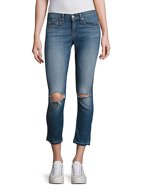 rag & bone/JEAN - Distressed Released Hem Capri Jeans/Lily Dale