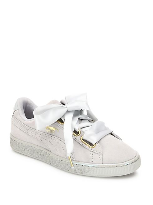 PUMA - Basket Heart Suedeand Satin Sneakers