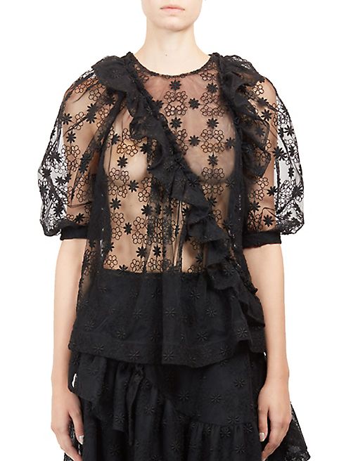 Simone Rocha - Short Sleeve Embroidered Blouse