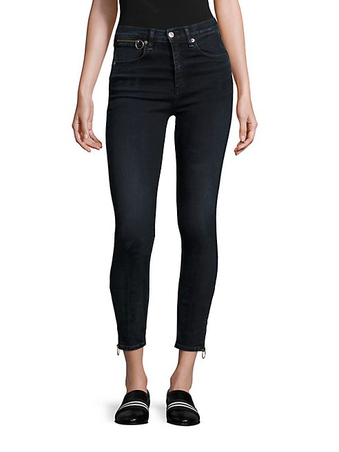 rag & bone/JEAN - Dive High-Rise Ankle Zip Capri Jeans/Black Brook