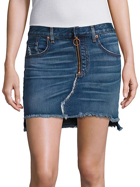 rag & bone/JEAN - Frayed Denim Skirt/Otto