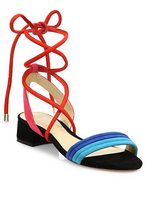 Alexandre Birman - Aurora  Colorblock Suede Lace-Up Sandals