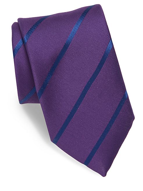 Charvet - Striped Silk & Linen Blend Tie