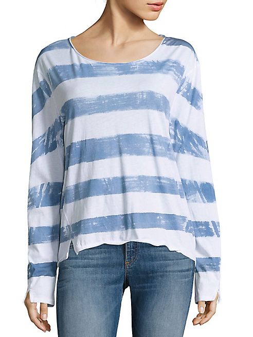 rag & bone/JEAN - Striped Hi-Lo Cotton Tee