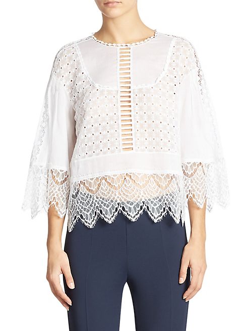 Alberta Ferretti - Lace Eyelet Blouse