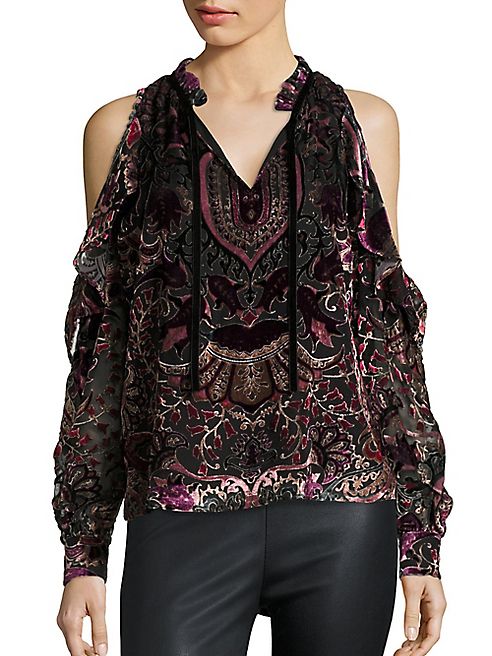 Parker - Marjorie Cold-Shoulder Velvet Burnout Blouse