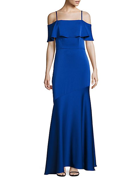 Shoshanna - MIDNIGHT Cold-Shoulder Satin Gown