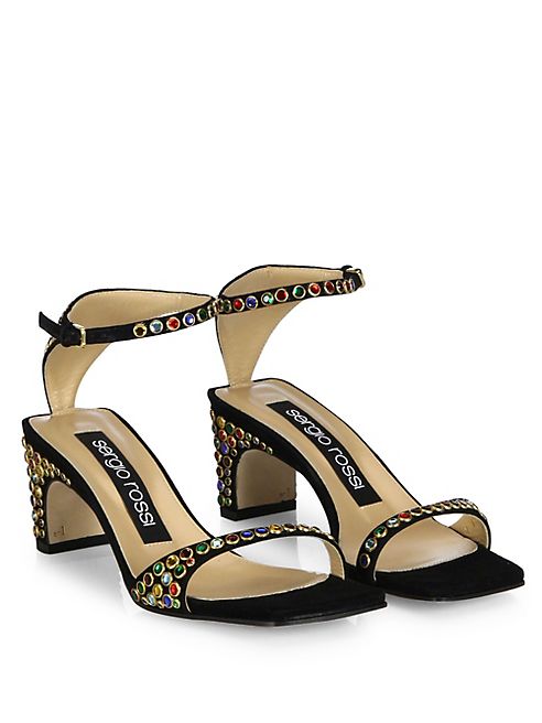 Sergio Rossi - SR1 Jeweled Suede Ankle-Strap Sandals