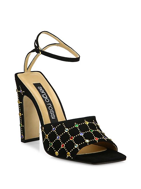 Sergio Rossi - SR1 Jeweled Suede Ankle-Strap Sandals