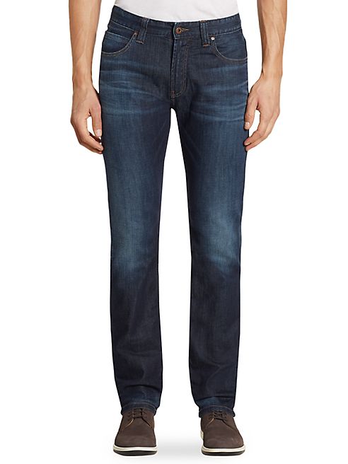 Armani Collezioni - Straight-Fit AJ Mid Wash Jeans