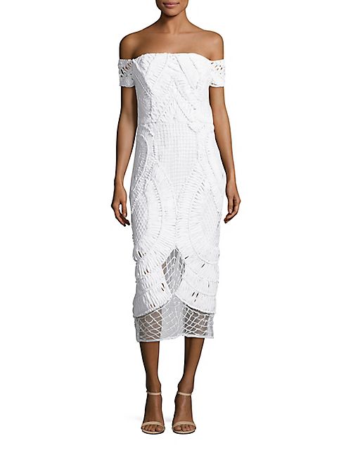 Thurley - Apollo Crochet Off-The-Shoulder Midi Dress