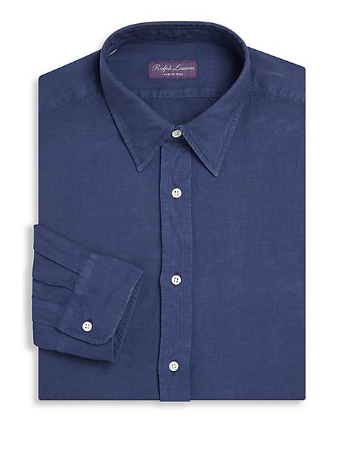 Ralph Lauren - Purple Label Regular-Fit Silk & Linen Dress Shirt