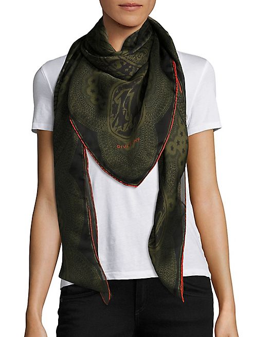 Givenchy - Dollar-Print Silk Satin Chiffon Scarf