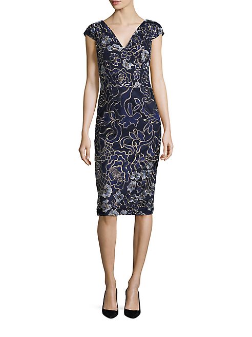 David Meister - Embroidered Sheath Dress