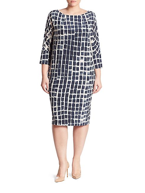 Marina Rinaldi, Plus Size - Danese Printed Silk Crepe De Chine Shift Dress