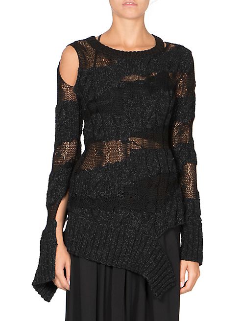 Ann Demeulemeester - Asymmetric Cable Knit Top