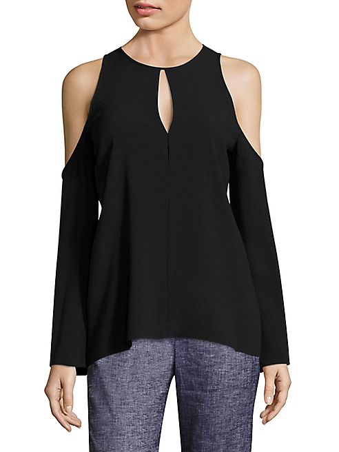 Theory - Sarver Rosina Crepe Cold-Shoulder Top