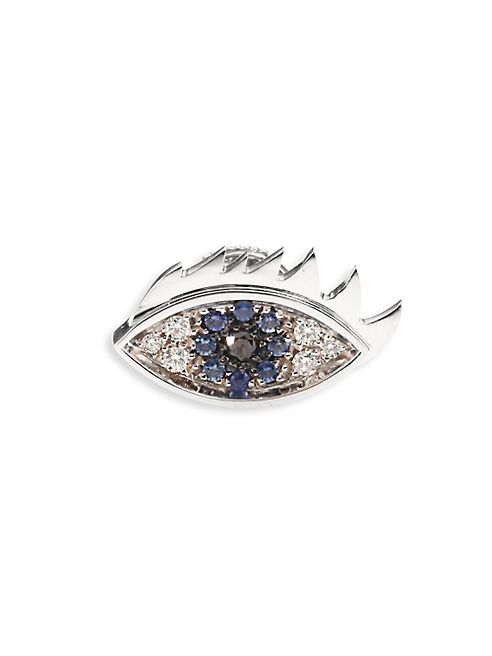 Delfina Delettrez - Anatomik Eyes On Me Diamond & Blue Sapphire Single Stud Earring