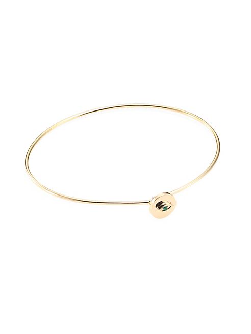 Delfina Delettrez - Sliding Drops Eye Emerald & 18K Yellow Gold Hook Bangle