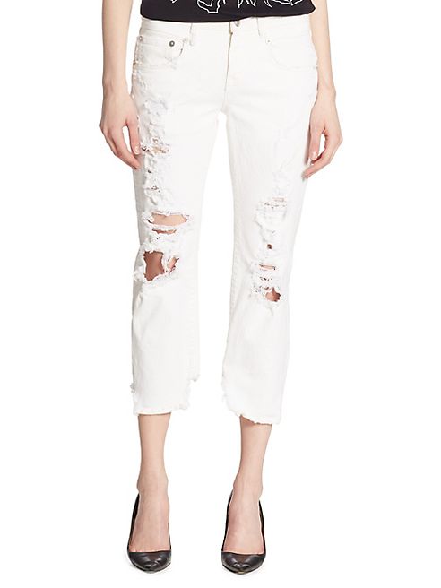 R13 - Shredded Straight Skinny Jeans