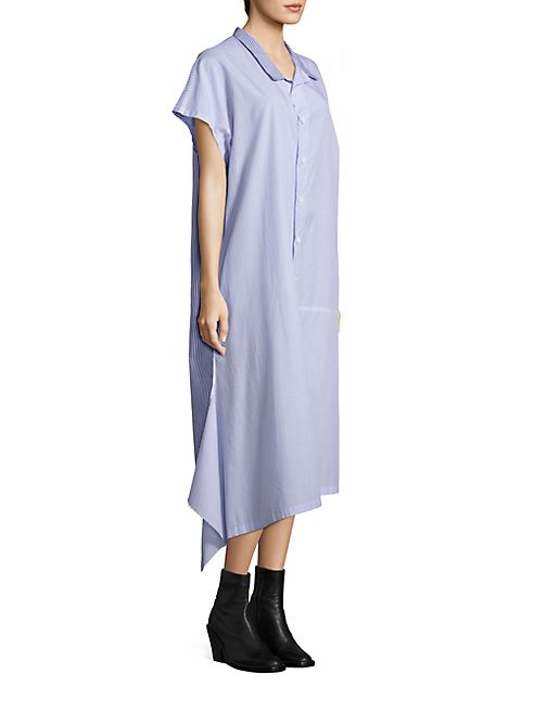 Nocturne ⋕22 - Asymmetrical Striped Cotton Shirtdress