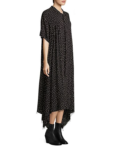 Nocturne ⋕22 - Gathered Polka Dot Shirtdress