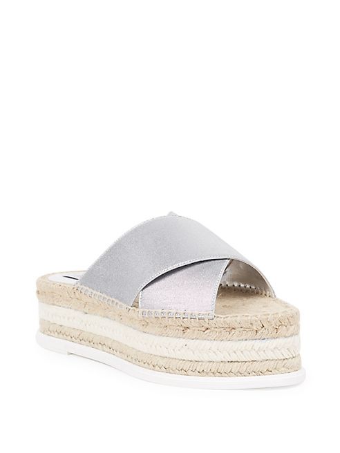 Stella McCartney - Metallic Crisscross Platform Espadrille Slides