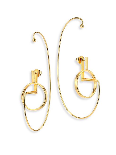 Paula Mendoza - Bow Adjustable Ear Jacket & Hoop Earrings Set/1.25