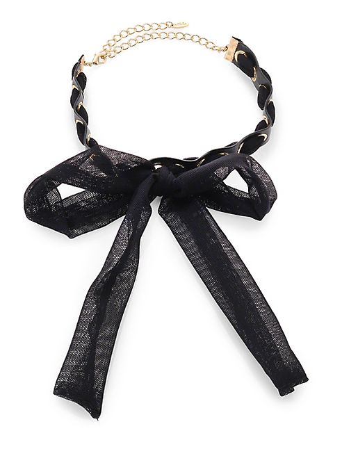 Ettika - Bow Mesh Ribbon & Leather Choker