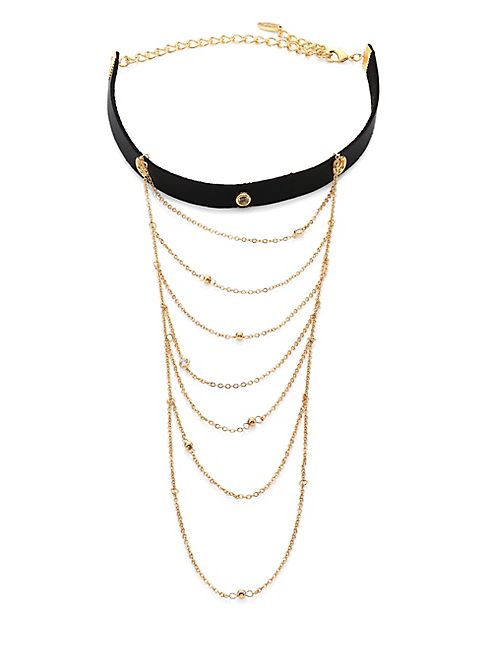 Ettika - Multi-Chain Drop Leather Choker