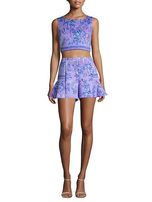 Lilly Pulitzer - Two-Piece Neri Printed Scuba Cropped Top & Shorts