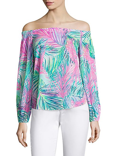 Lilly Pulitzer - Adira Stretch-Silk Off-The-Shoulder Blouse