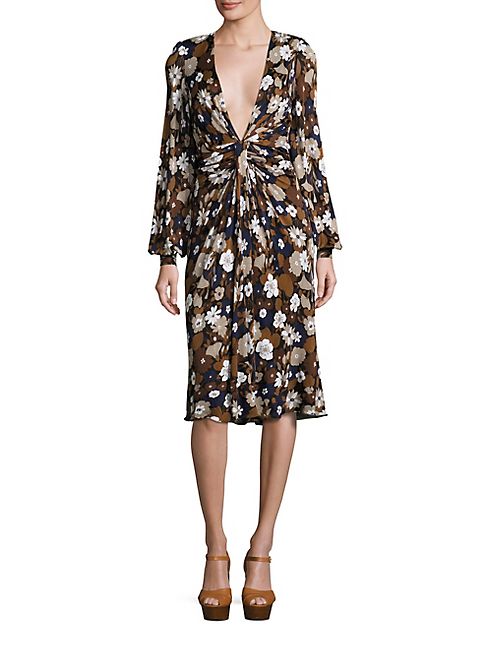 Michael Kors Collection - Floral Deep V-Neck Dress