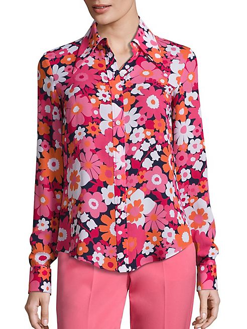 Michael Kors Collection - Floral Button Front Shirt