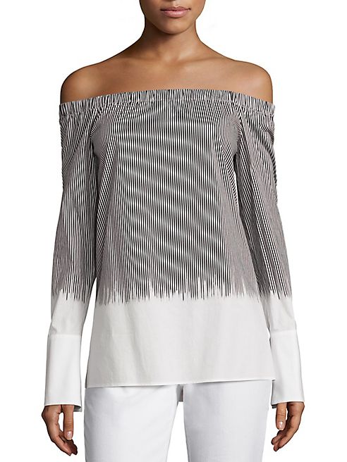 Lafayette 148 New York - Amy Striped Off-The-Shoulder Blouse