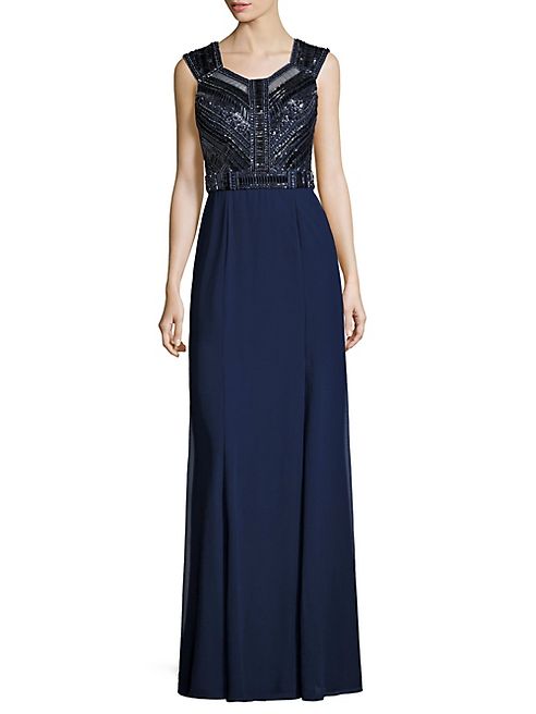 Basix Black Label - Beaded V-Back Gown