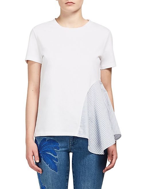 Stella McCartney - Mixed Striped Peplum-Detail Tee