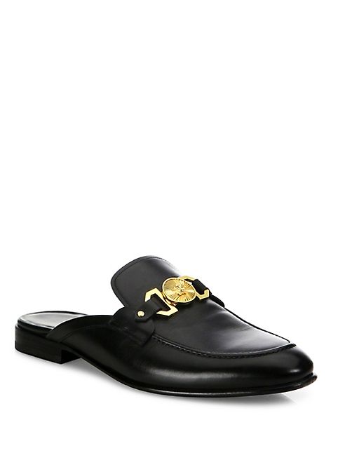 Versace - Leather Open Back Loafers