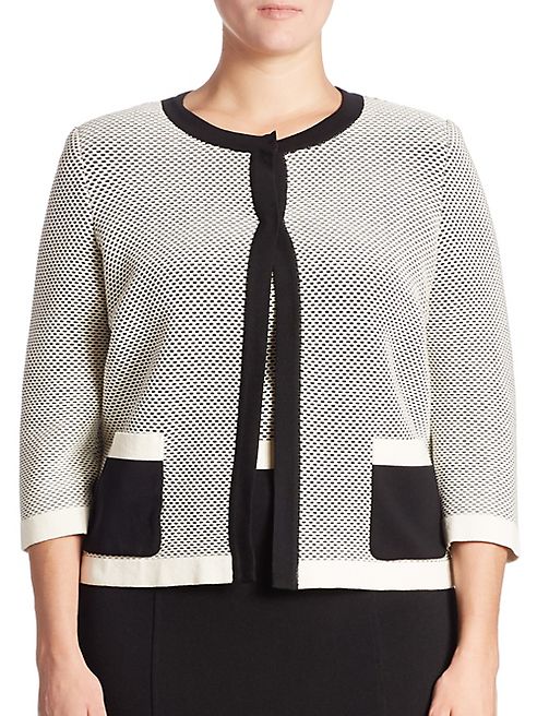 Stizzoli, Plus Size - Two-Tone Cropped Cardigan