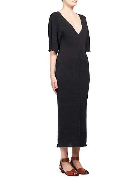 Stella McCartney - Textured Deep V-Neck Dress