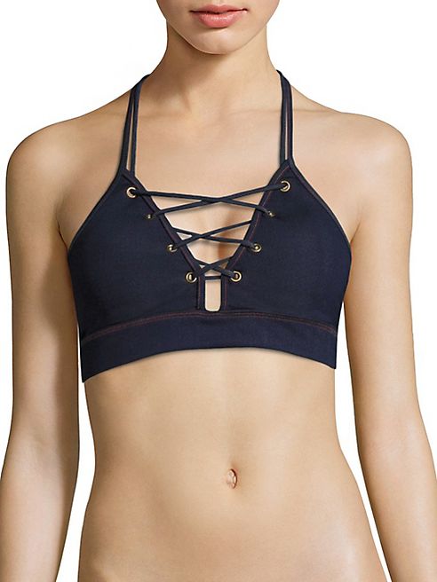 Jonathan Simkhai - Lace-Up Grommet Bikini Top