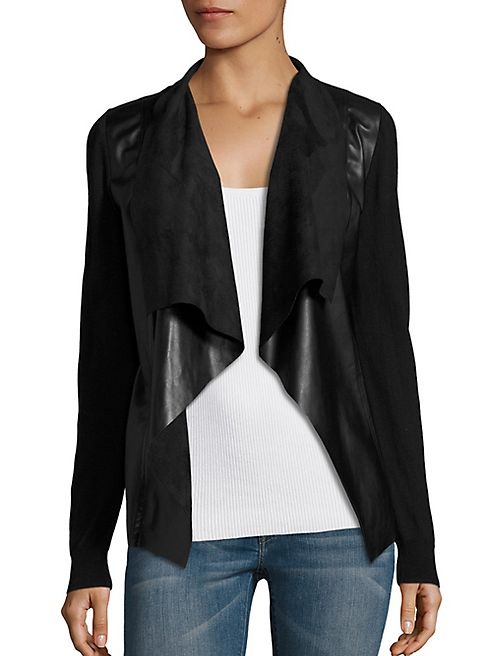 MICHAEL MICHAEL KORS - Leather Drape Front Cardigan