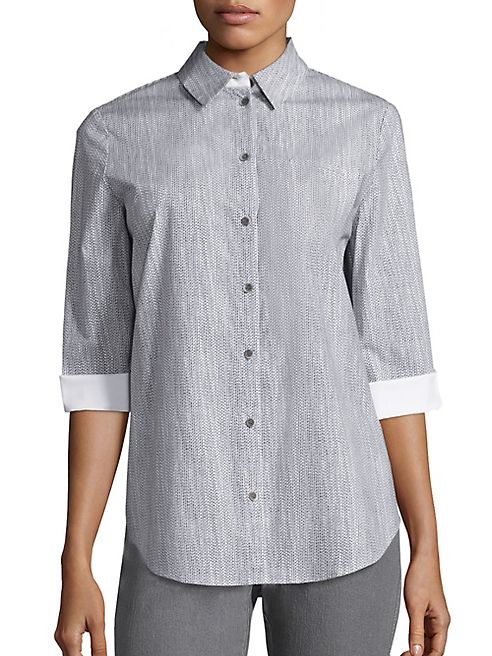 Lafayette 148 New York - Paget Dotted Stretch-Cotton Blouse
