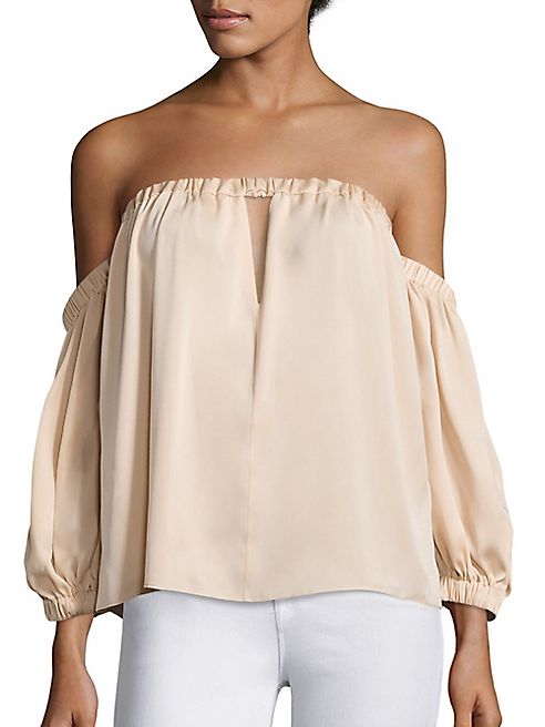 MILLY - Leslie Off-The-Shoulder Stretch-Silk Top