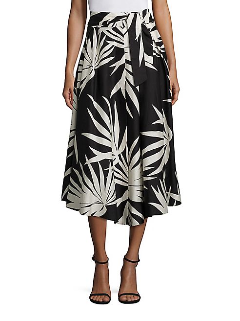 MILLY - Jackie Palm-Printed Midi Skirt