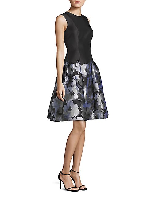 Carmen Marc Valvo - Drop-Waist Floral-Print Dress